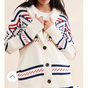 Anthropologie sold out ivory chunky shawl collar oversized cardigan XS S $198